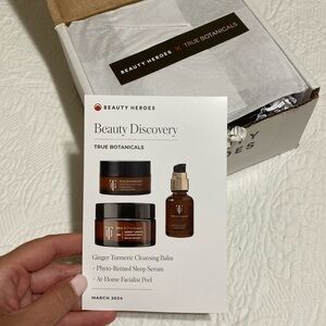 BNIB true botanicals facialist peel, retinol serum, and balm from beauty heros